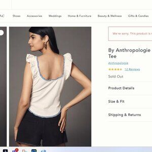 By Anthropologie Sleeveless Ruched & Ruffled Tee